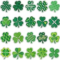 20 PCS St. Patrick's Day Gel Cling Stickers Shamrock Window Stikes for Kids Toddlers Room Decoration Reusable Removable Clover Jelly Clings for Refrigerators Home School Classroom Party Favors