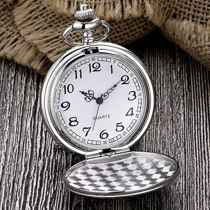 LYMFHCH Classic Smooth Vintage Quartz Pocket Watch, Arabic Numerals Scale Mens Womens Watch with Chain Christmas Graduation Birthday Gifts Fathers Day