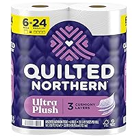 Quilted Northern Ultra Plush Toilet Paper, 6 Mega Rolls = 24 Regular Rolls, 3X Thicker*, 3 Ply Soft Toilet Tissue (Packaging May Vary)