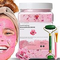 Jelly Face Mask for Facials - Bulgarian Rose Hydrating, Brightening & Nourishing Jelly Mask with Free Jade Roller & Spatula | Professional Hydrojelly Masks |Vajacial | 23 Oz | Mothers Day Gift Basket