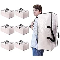 Heavy Duty Moving Bags with Backpack Straps and Strong Handles, Alternative to Moving Boxes and Storage Totes for Dorm Room Essentials, 6 Pack, Clear