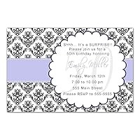 30 Invitations Personalized Adult Birthday Party Lavender Black 50th Any Age Photo Paper
