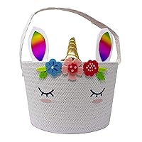 Unicorn Easter Basket and Treats or Toys Container for Easter Egg Hunt Small