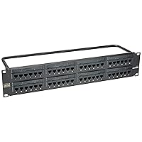 Leviton 69586-U48 eXtreme 6+ Universal Patch Panel, 48-Port, 2RU, CAT 6. Cable Management Bar Included,Black