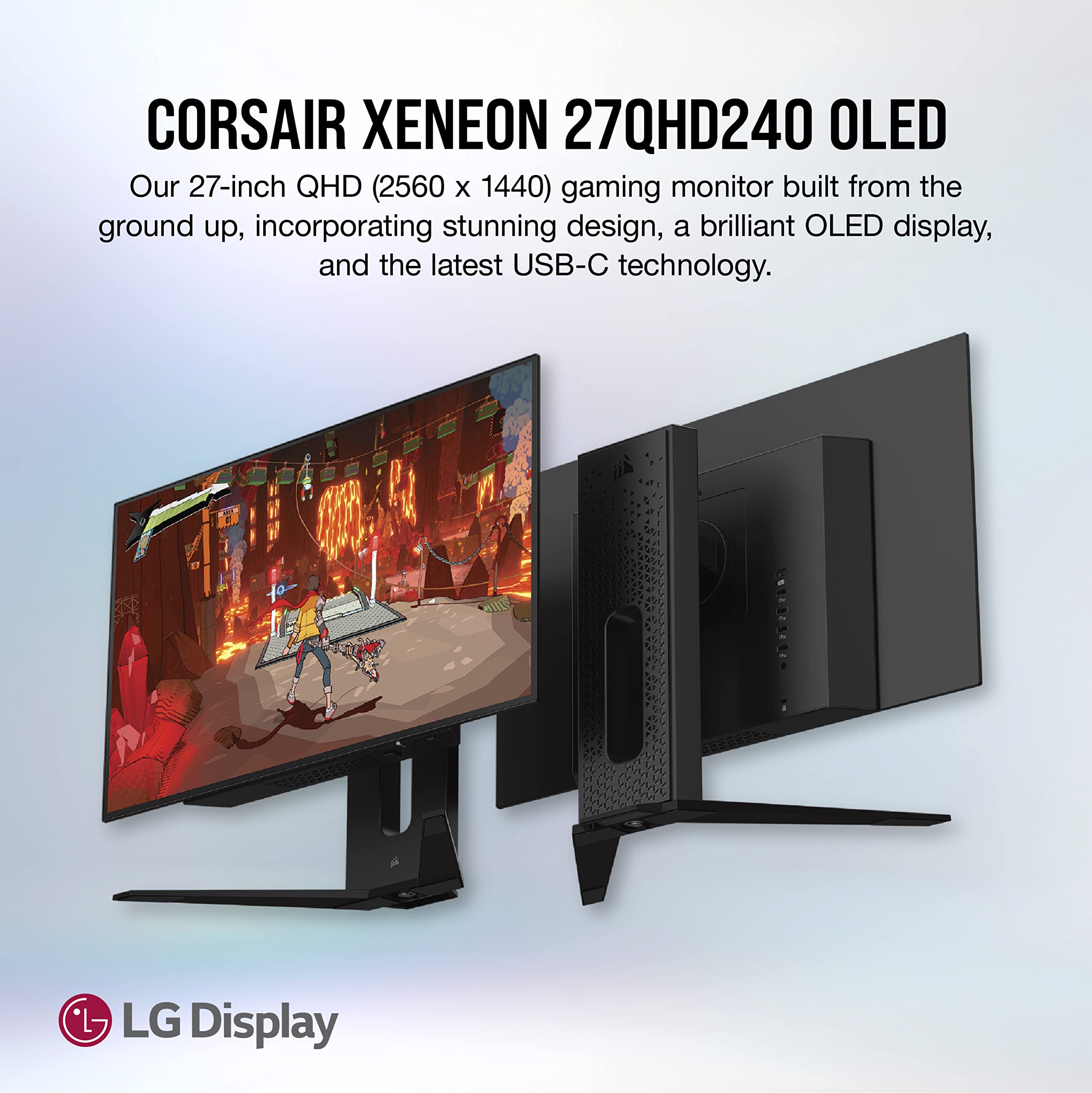 Corsair XENEON 27QHD240 27-Inch OLED Gaming Monitor - 2560 x 1440, 240Hz, 0.03ms, NVIDIA G-SYNC Compatible, AMD FreeSync™ Premium, DisplayHDR10, HDMI 2.1, DisplayPort 1.4, USB-C 3.1 - Black