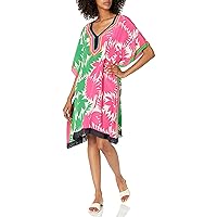 Trina Turk Women's Caftan Dress, Mojito/Aloha Fuchsia, PT/SM