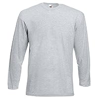 Fruit of the Loom Mens Valueweight Crew Neck Long Sleeve T-Shirt (3XL) (Heather Gray)