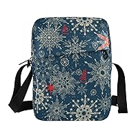 ALAZA Christmas Snowflake Vintage Crossbody Bag Small Messenger Bag Shoulder Bag with Zipper for Women Men