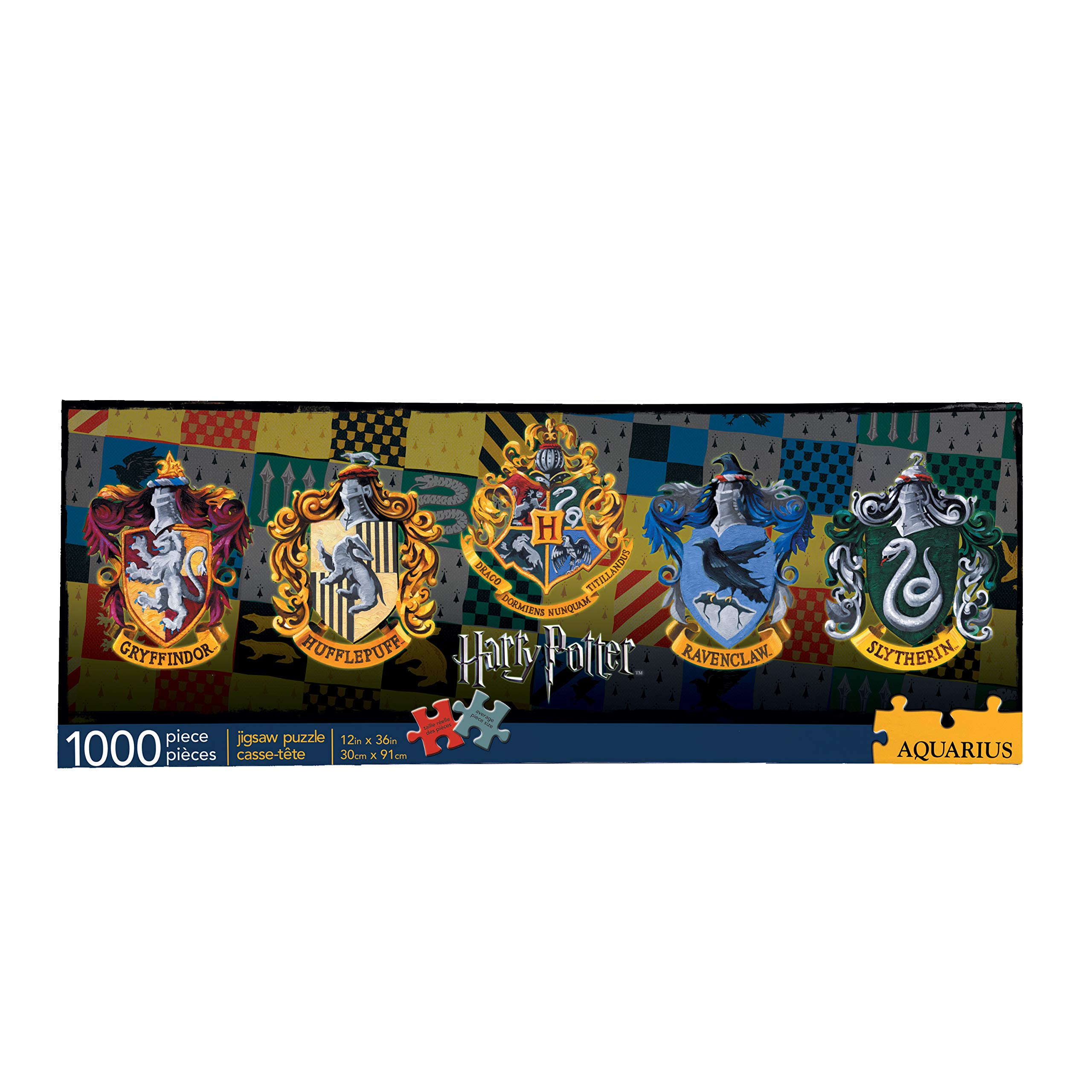AQUARIUS Harry Potter Puzzle House Crests (1000 Piece Jigsaw Puzzle) - Officially Licensed Harry Potter Merchandise & Collectibles - Glare Free - Precision Fit - 13x36in