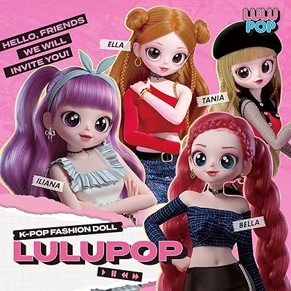 LULUPOP Daisy Ella K-pop Fashion Doll with Stand & Accessories Including Purse, Earrings, Sunglasses, Heels, Brush & More, Toy for Girls 3 Years Old and Up