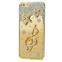 STENES iPhone 7 Plus Case - [Luxurious Series] 3D Handmade Shiny Crystal Bling Case With Retro Bowknot Anti Dust Plug - Stars Music Symbol/Yellow