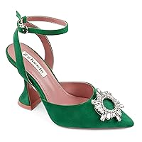 Zzheels Women's High Heel Crystal Slingback Pumps Pointed Toe Strappy Sandals for Party Dating