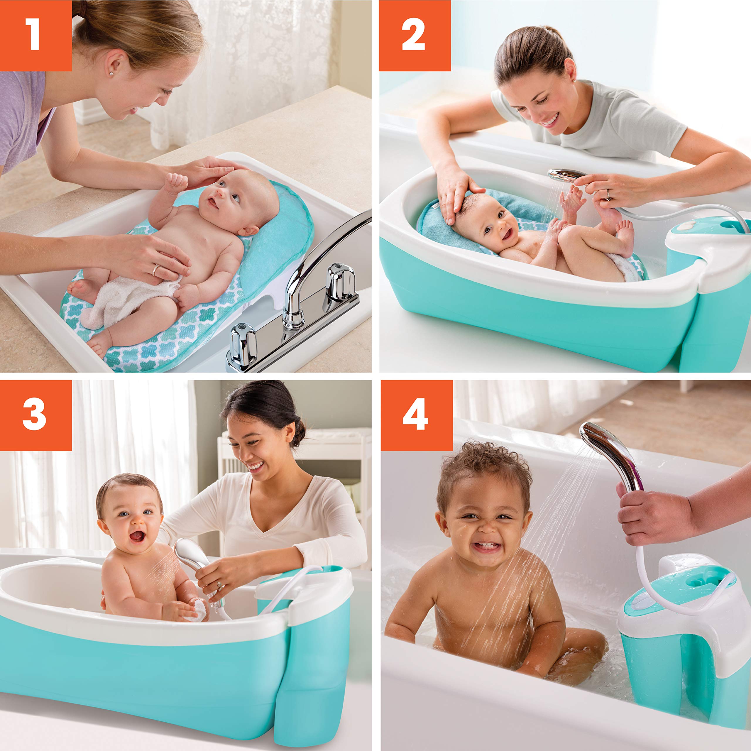 Summer Lil Luxuries Whirlpool Bubbling Spa & Shower (Blue) - Luxurious Baby Bathtub with Circulating Water Jets, 2 Count (Pack of 1)