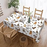 Cat Butterfly Print Tablecloth,Long Tablecloths Rectangular 54 X 72 Inch,Kitchen Dining Tabletop Cover Table Cloths for Home,Wedding