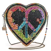 Mary Frances Peace Out Beaded Heart Crossbody Handbag, Multicolor