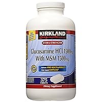 Kirkland Signature Extra Strength Glucosamine HCI 1500mg With MSM 1500 mg 375 Tablets (Pack of 2)