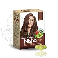 Nisha Natural Henna Based Hair Color, Permanent Black Hair Color Dye, Natural Premium Henna, 100% Grey Coverage, Dark Brown, 2.12 oz