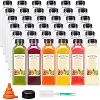 BAKHUK 36pcs 16oz Empty Plastic Juice Bottles with Caps, Reusable Clear Bulk Beverage Containers for Juice, Milk and Other Beverages