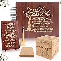 Funeral Guest Book Set Wooden Guest Books for Memorial Service Celebration of Life in Loving Memory with 50pcs Share a Memory Card Cards Box Table Sign and Pen (Brown- Guest Book Set #1)