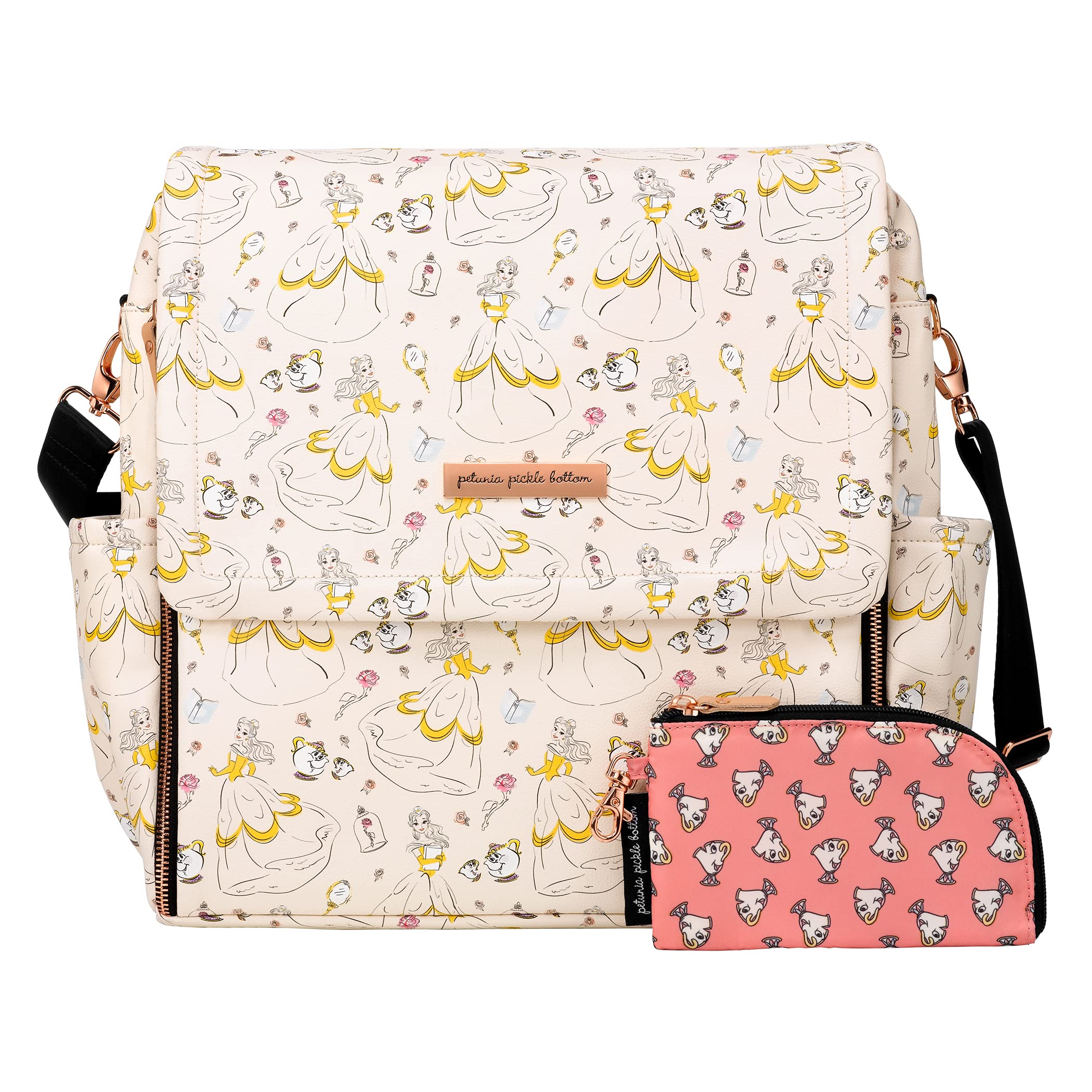 Petunia Pickle Bottom Boxy Backpack Diaper Bag for Parents | Top-Selling Stylish Baby Bag | Sophisticated & Spacious Backpack for On The Go Moms | Disney's Beauty & The Beast - Whimsical Belle