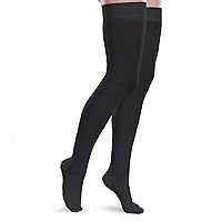 Therafirm Core-Spun 20-30mmHg Moderate Graduated Compression Support Thigh High Socks (Black, XL Long)