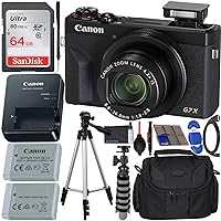 Canon PowerShot G7 X Mark III Digital Camera (Black) with Accessory Bundle - Includes: SanDisk Ultra 64GB SDXC Memory Card, Replacement Battery, Full Size Tripod, Carrying Case & More