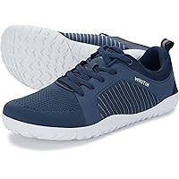 WHITIN Men's Wide Toe Box Trail Running Shoes Barefoot Minimalist Zero Drop Size 12 Cross-Country Training Walking Fitness Hiking Lifting Dark Blue 45