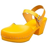 Swedish Hasbeens Women's Covered High Clog,Yellow,11 M US