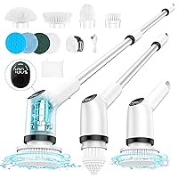 Electric Spin Scrubber, 2023 New 10 in 1 Electric Cleaning Brush Up to 450RPM Powerful Cleaning,1.5H Bathroom Scrubber Dual Speed,Shower Cleaning Brush with Extension Handle for Bathtub Tile Floor