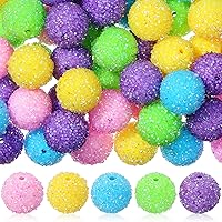 50 Pcs 20 mm Easter Rhinestone Beads Easter Mixed Color Round Disco Ball Beads Crystal Rhinestone Beads for Beadable Pens Bracelet Necklace Earring Jewelry Making(Bright Color)