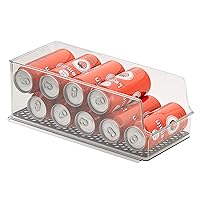 Hexa in-Fridge Stackable Tall Bins for Storage, Organization, and Easy Access for Cans of Soda, Beer, Energy Drinks, Seltzer, and More, Large, Clear