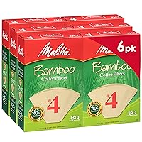 #4 Cone Coffee Filters, Bamboo, 80 Count (Pack of 6) 480 Total Filters Count - Packaging May Vary
