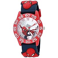Marvel Spider-Man Boys' Red Plastic Time Teacher Watch, Spider-Man 3D Strap, WMA000409