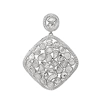 4.00 CTW Natural Diamond Polki Geometric Pendant 925 Sterling Silver Platinum Plated Slice Diamond Jewelry