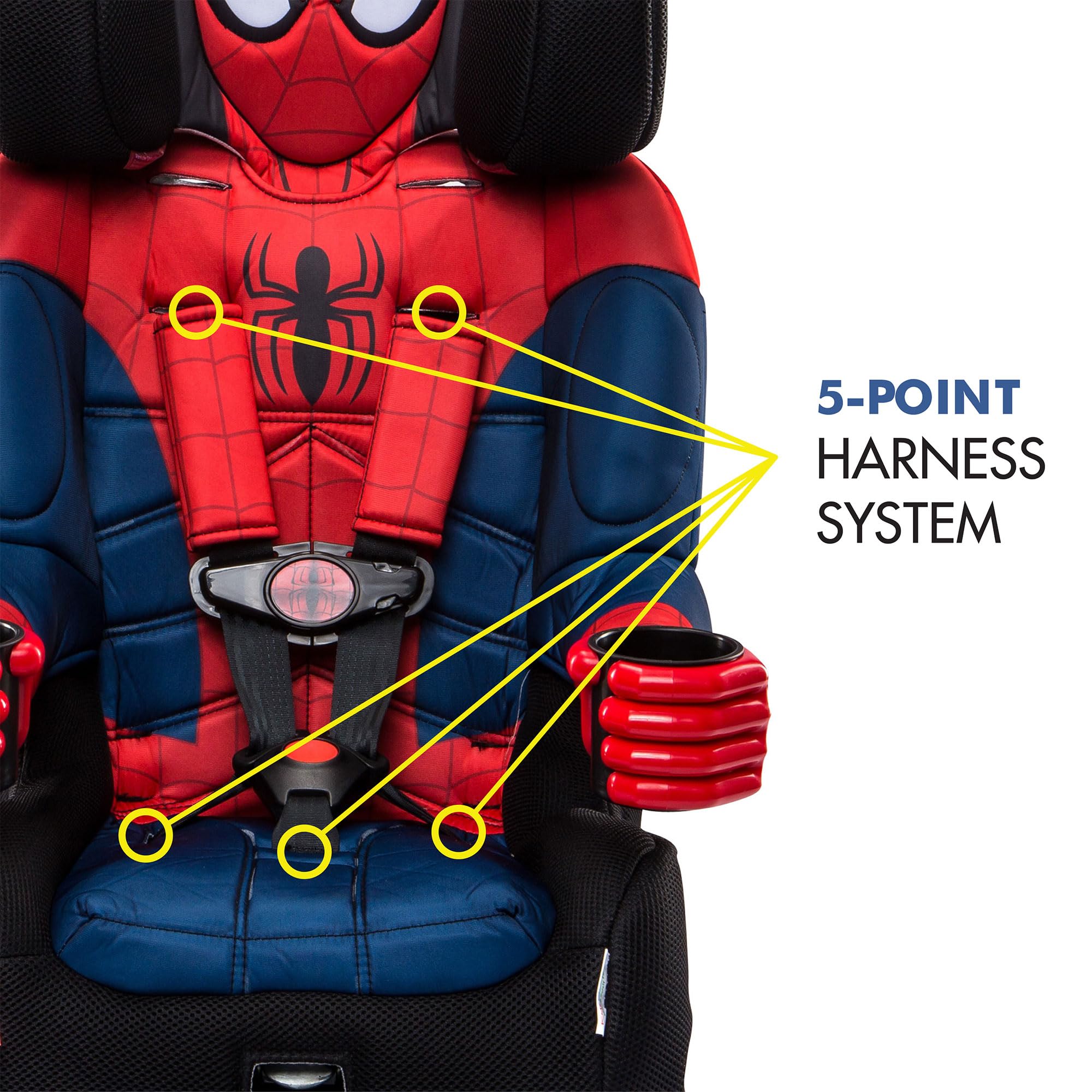 KidsEmbrace Marvel Spider-Man 2-in-1 Forward Facing Booster Car Seat, Red/Blue/Black