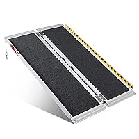 ORFORD Non Skid Wheelchair Ramp 4FT, Threshold Ramp with an Applied Slip-Resistant Surface, Portable Aluminum Foldable Mobility Scooter Ramp, for Home, Steps, Stairs, Doorways, Curbs