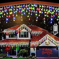 Christmas Lights Outdoor Decorations, 1040LED 100FT 8 Modes Curtain Fairy String Lights Decor with 240 Drops, Plug in Waterproof Timer Memory Function for Christmas Holiday Wedding Party (Multicolor)