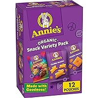 Annie's Organic Variety Pack, Cheddar Bunnies, Bunny Grahams and Cheddar Squares, 12 Pouches, 11 oz