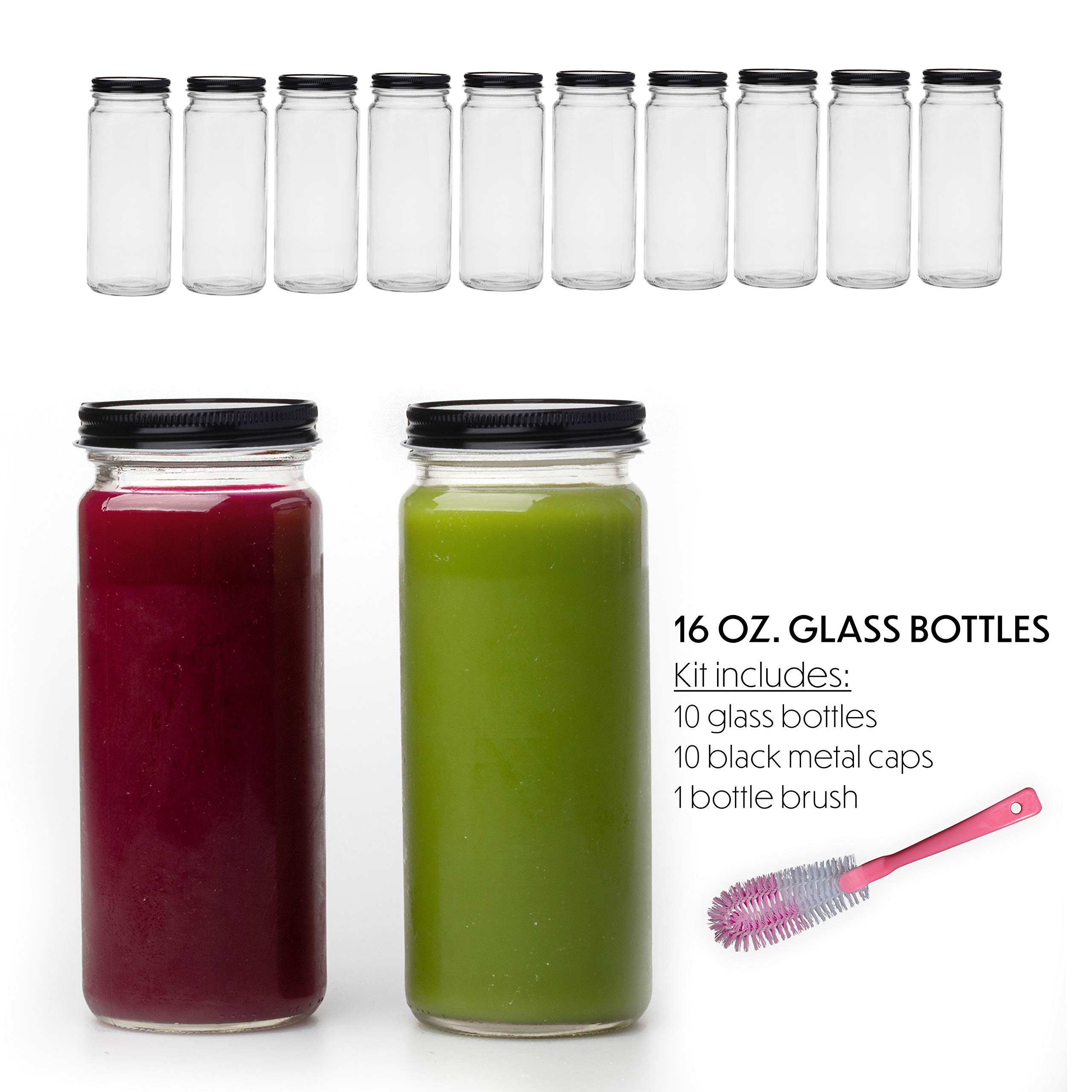 Mua 16 OZ Glass Bottles With Caps, 10 Juice Bottles Smoothie Cup Containers  Metal Black Lids trên Amazon Mỹ chính hãng 2023 | Fado