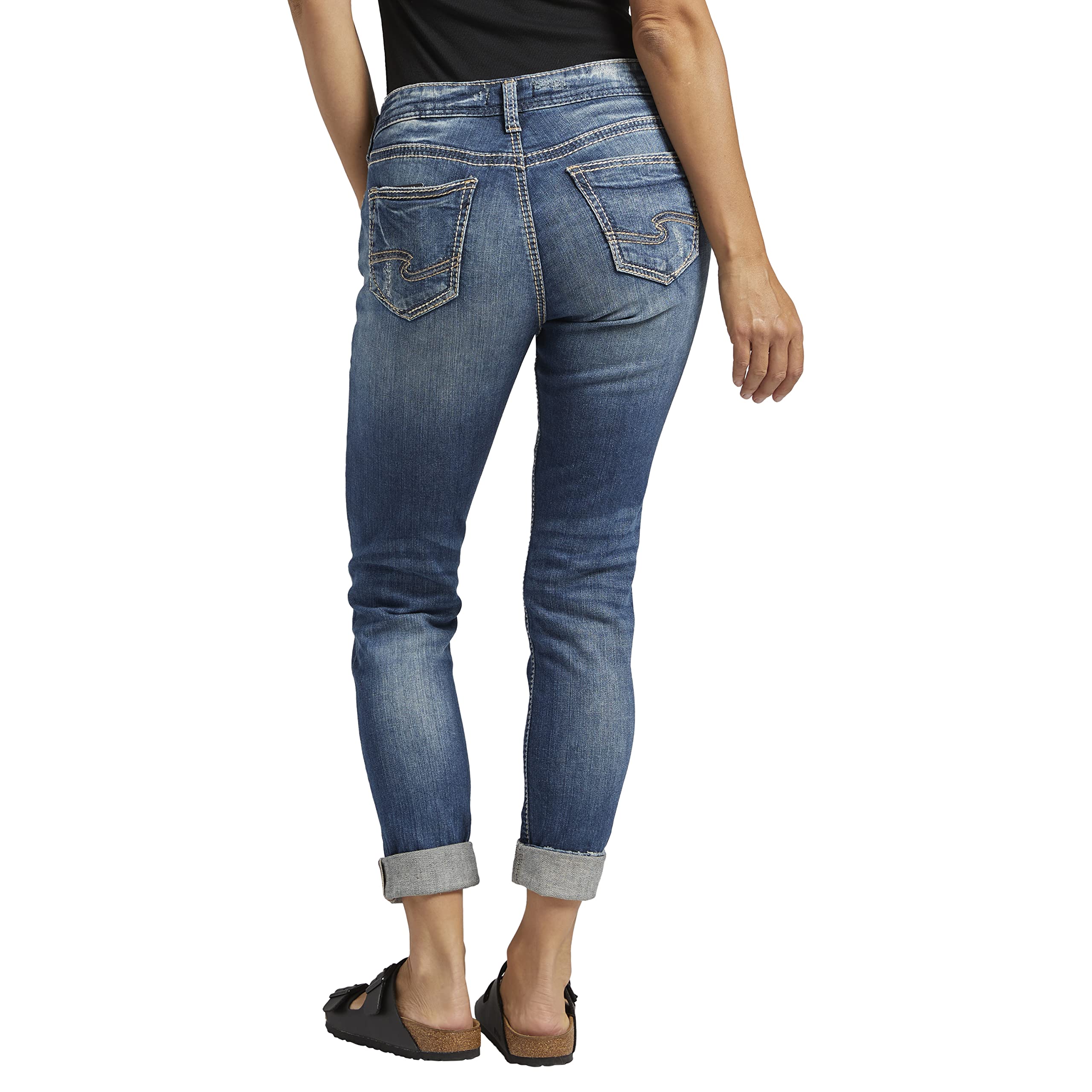 Silver Jeans Co. Women's Girlfriend Mid Rise Slim Leg Jeans