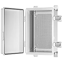 Waterproof Electrical Junction Box IP67 ABS Plastic Enclosure with Hinged Cover with Mounting Plate, Wall Brackets (11.4