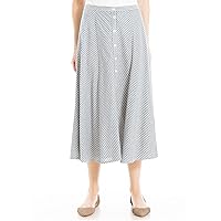 Max Studio Women's Yarn Dye Linen Skirt with Buttons