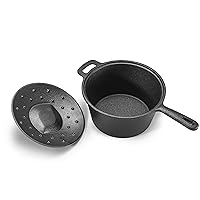 COMMERCIAL CHEF 2 Quart Cast Iron Saucepan, Dutch Oven Cast Iron Saucepan with Lid and Looped Handle, Camping Cookware & Sauce Pan for Indoor & Outdoor Recipes