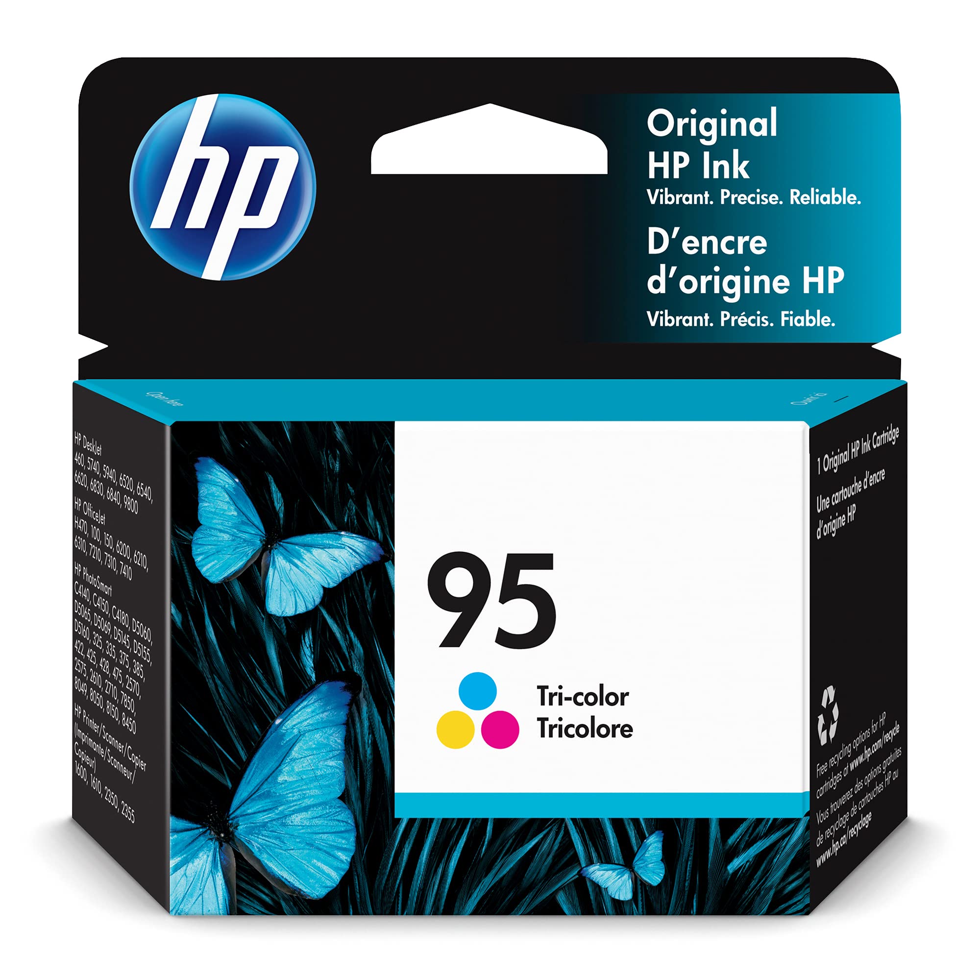 HP 95 Tri-color Ink | Works with HP DeskJet 460, 5000, 6000, 9800; OfficeJet H470, 100, 6000, 7000; PhotoSmart C4100, D5000, 300, 400, 2000, 7850, 8000; PSC 1600, 2350 Series | C8766WN