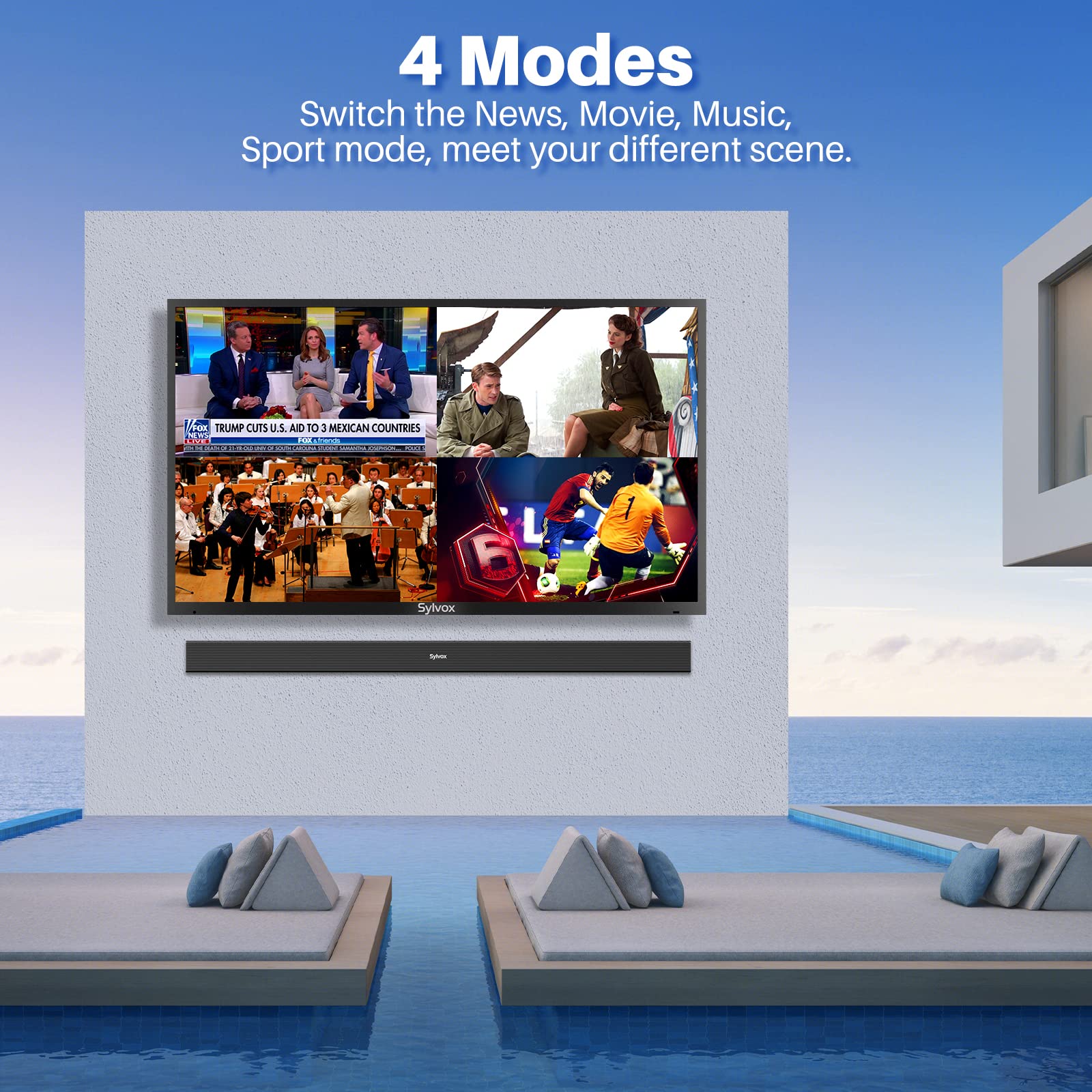 SYLVOX Outdoor TV, 65-inch Outdoor Television Weatherproof Bundle with Waterproof Sound