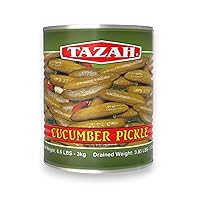 Tazah Cucumber Pickle 6.62 lbs Large Pickled Cucumbers in Brine 30-36 Large Cucumbers in each #10 Can Kosher