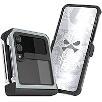 Ghostek ATOMIC slim Galaxy Z Flip 4 Case Clear Back with Silver Aluminum Metal Bumper Premium Rugged Heavy Duty Shockproof Protection Cover Designed for 2022 Samsung Galaxy Z Flip4 (6.7 Inch) (Silver)