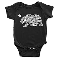 Aztec Calendar California Bear Baby Bodysuit Super Cute Cali Love Toddler Shirt (Black, 6 Months)