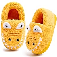 Boys Girls Warm Fleece Slippers Dinosaur House Slippers Cute Animal Fluffy Plush Slip On for Kids Winter Indoor Home Shoes