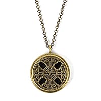 Wild Essentials Celtic Cross Aged Brass Essential Oil Diffuser Nickel Free Alloy Locket Pendant with 24 inch Chain, 6 Refill Pads, Customizable Color Changing Perfume Jewelry for Aromatherapy